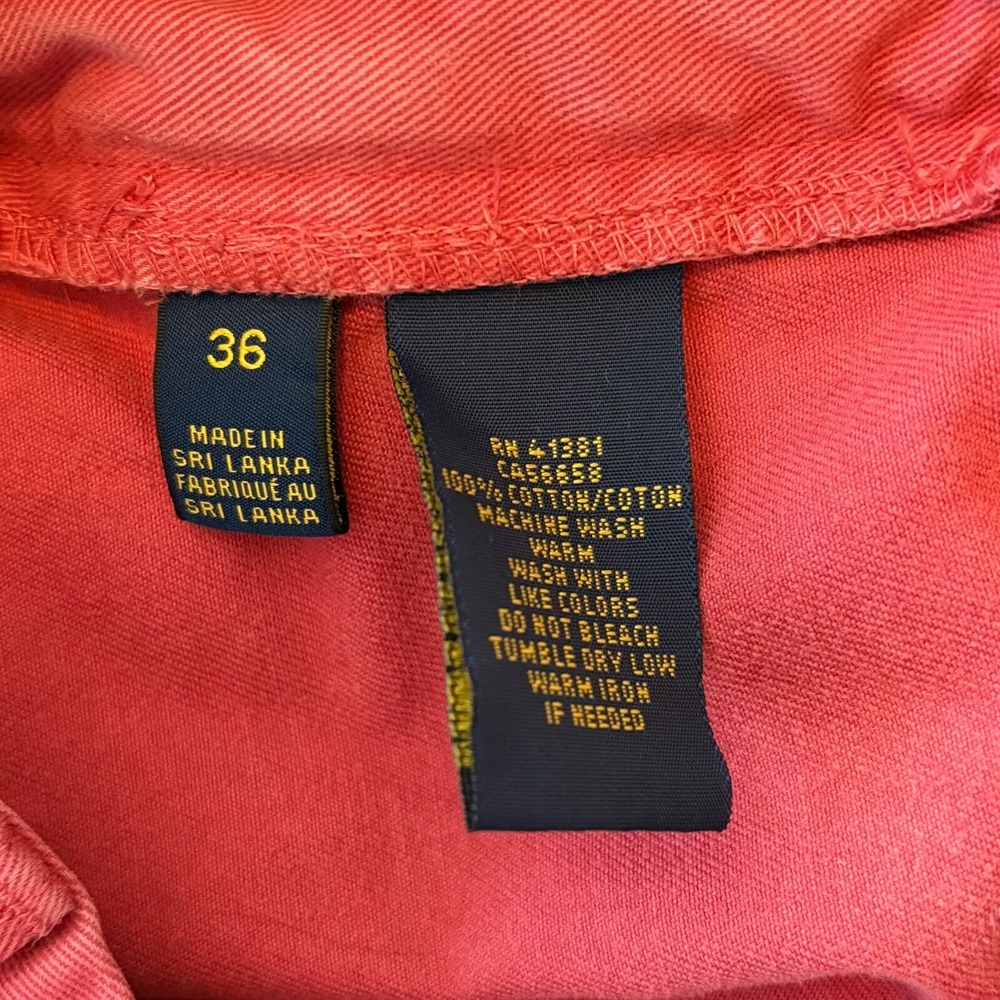 VTG Polo Ralph Lauren Shorts Men's 36 Chino Coral Pink Flat Front Active Walking - Picture 5 of 7